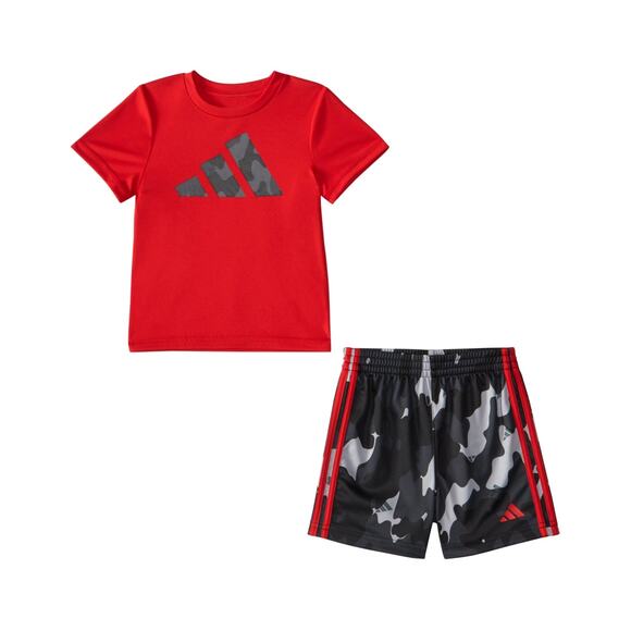 Adidas Infant Poly Tee Camo All Over Print Activewear Shorts Set Boys 18 Mo NWT - Picture 1 of 2